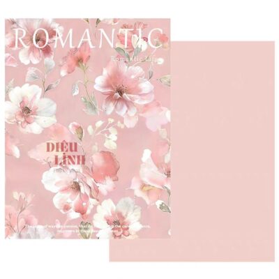 Giấy gói hoa họa tiết sơn dầu màu hồng Romantic