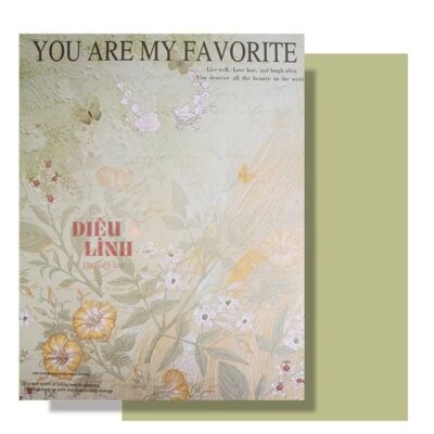 Giấy gói hoa họa tiết sơn dầu màu xanh You are my favorite