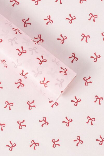 Giấy nhăn họa tiết nơ nền hồng nơ đỏ