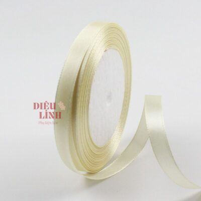 Ruy băng lụa 1cm màu kem