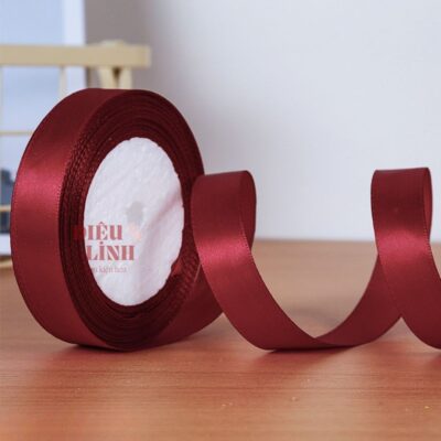 Ruy băng lụa 2cm màu đỏ đô