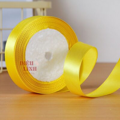 Ruy băng lụa 2cm màu vàng tươi