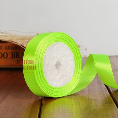 Ruy băng lụa 2cm màu xanh neon