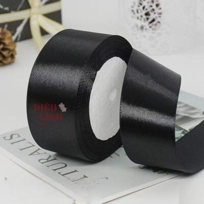 Ruy băng lụa 4cm màu đen