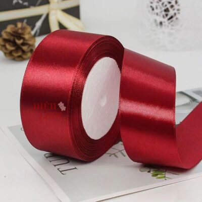 Ruy băng lụa 4cm màu đỏ đô