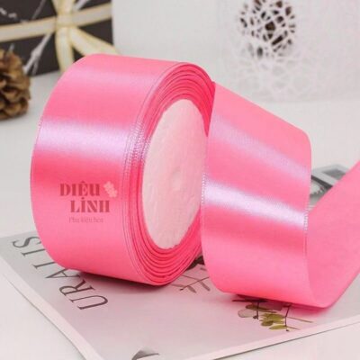 Ruy băng lụa 4cm màu hồng đậm