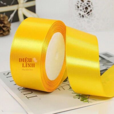 Ruy băng lụa 4cm màu vàng