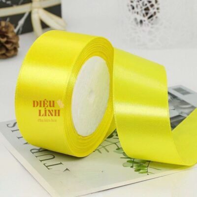 Ruy băng lụa 4cm màu vàng tươi
