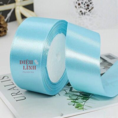 Ruy băng lụa 4cm màu xanh dương