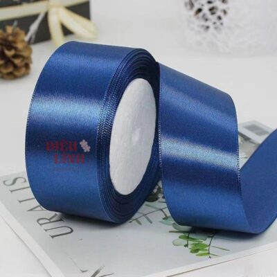 Ruy băng lụa 4cm màu xanh navy