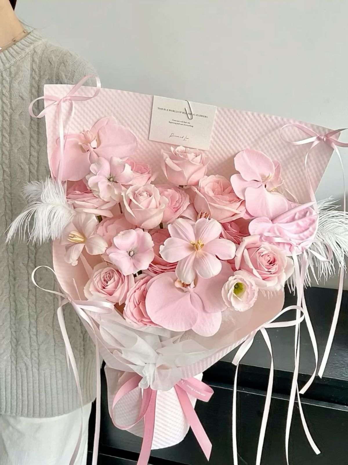 Bó hoa sáp tone hồng