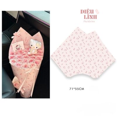 Cốt bìa hello kitty gói hoa màu hồng