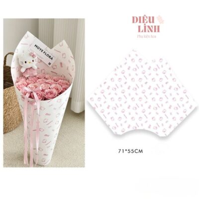 Cốt bìa hello kitty gói hoa màu trắng