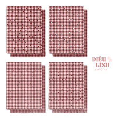 Giấy gói hoa họa tiết caro đỏ nhiều màu