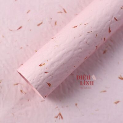 Giấy xé cánh hoa vân dập nổi màu hồng