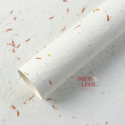Giấy xé cánh hoa vân dập nổi màu trắng