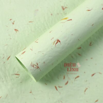 Giấy xé cánh hoa vân dập nổi màu xanh lá