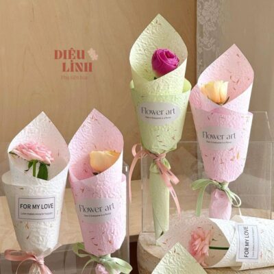 Giấy xé cánh hoa vân dập nổi nhiều màu