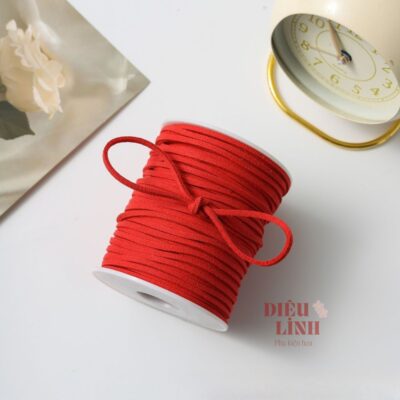 Ruy băng xốp sợi da lộn màu đỏ tươi