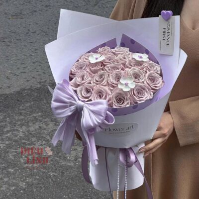 Vải voan lụa làm nơ to bó hoa