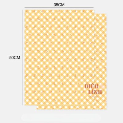 Giấy gói hoa họa tiết caro nền hoa chìm màu cam