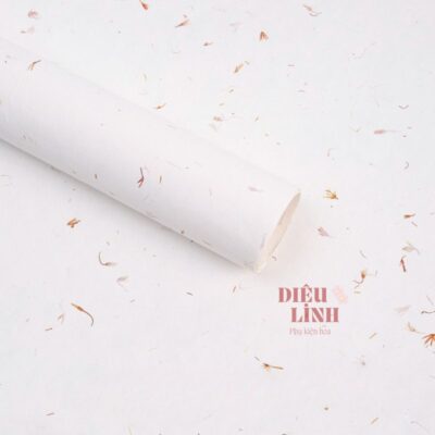 Giấy gói hoa in cánh hoa xé tay màu trắng