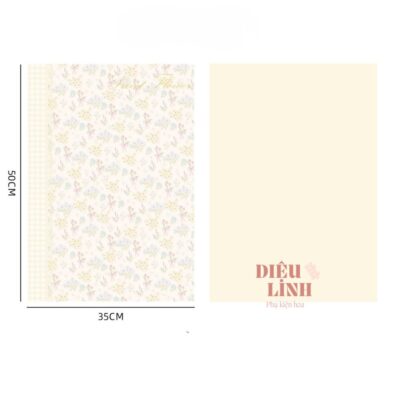 Giấy họa tiết hoa nhí 1 cạnh caro màu cam
