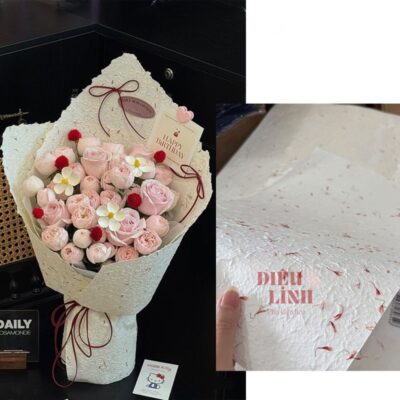 Giấy xé ép cánh hoa vân sần