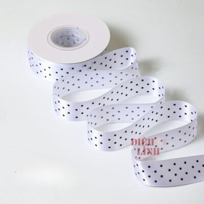 Ruy băng chấm bi 2.5cm màu trắng