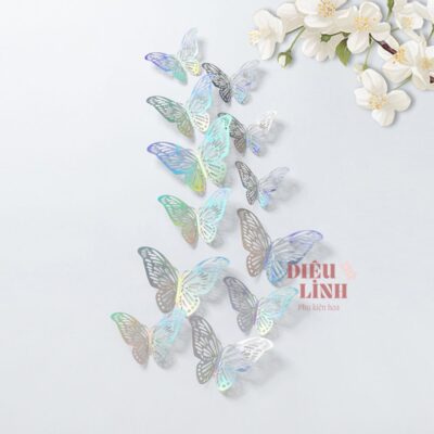 Set 12 bướm meka 3D trang trí trong suốt