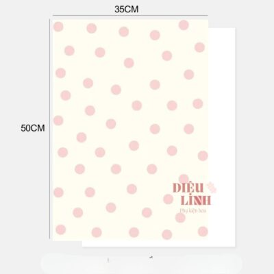 Giấy gói hoa họa tiết chấm bi to màu trắng bi hồng