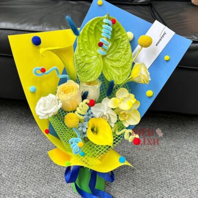 Hạt pom pom trang trí bó hoa dễ thương