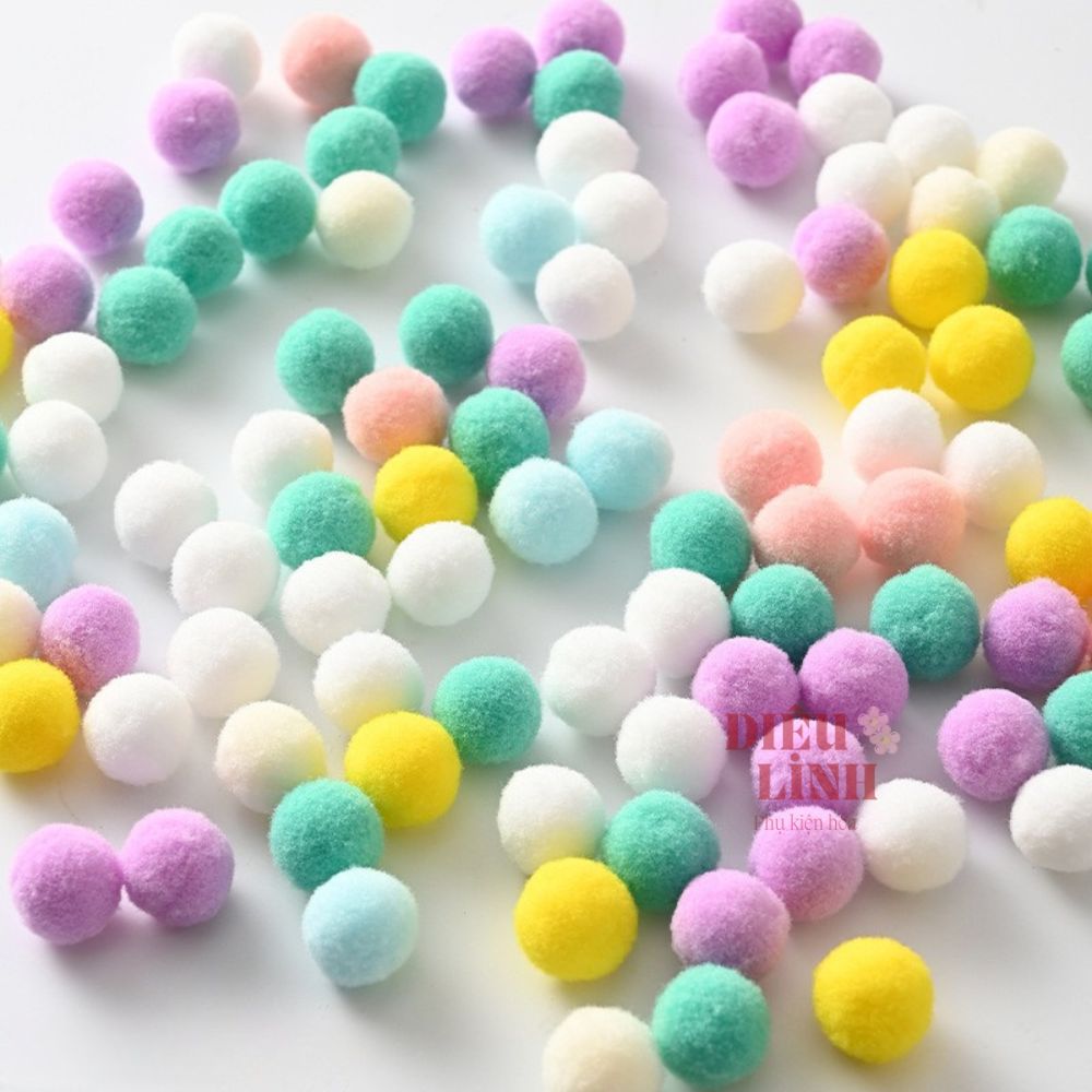 Hạt pom pom trang trí bó hoa, set 100 hạt nhiều màu