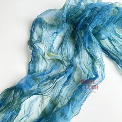 Vải tơ kính gói hoa màu xanh dương