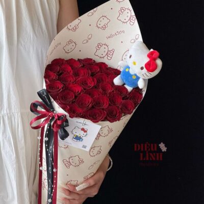 Giấy gói hoa hello kitty mèo to chất cứng dày 157g