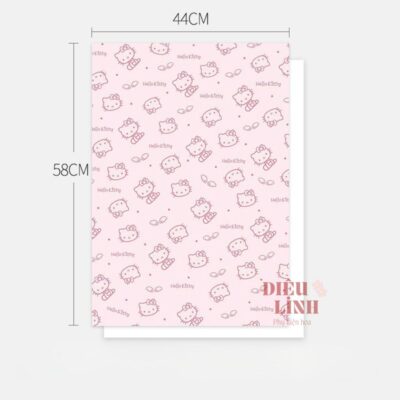 Giấy gói hoa hello kitty mèo to chất dày cứng màu hồng