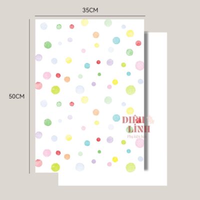Giấy gói hoa chấm bi màu nước màu trắng