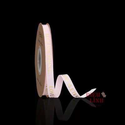 Ruy băng nhũ 1cm love is eternal màu hồng